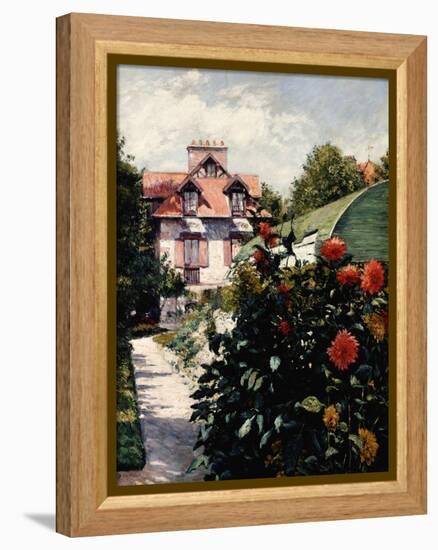 Dahlias, Petit Gennevilliers Garden-Gustave Caillebotte-Framed Premier Image Canvas