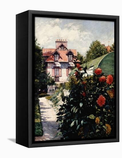 Dahlias, Petit Gennevilliers Garden-Gustave Caillebotte-Framed Premier Image Canvas