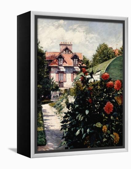 Dahlias, Petit Gennevilliers Garden-Gustave Caillebotte-Framed Premier Image Canvas