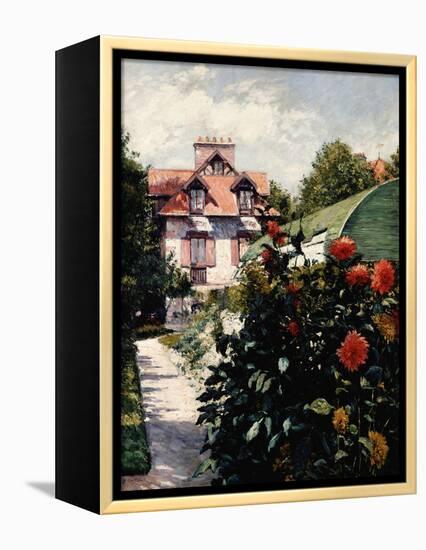 Dahlias, Petit Gennevilliers Garden-Gustave Caillebotte-Framed Premier Image Canvas