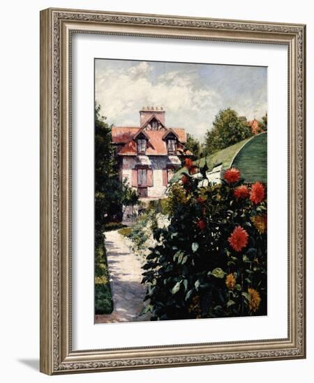 Dahlias, Petit Gennevilliers Garden-Gustave Caillebotte-Framed Giclee Print