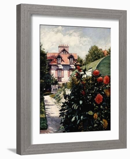 Dahlias, Petit Gennevilliers Garden-Gustave Caillebotte-Framed Giclee Print