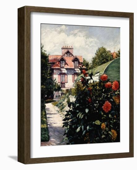 Dahlias, Petit Gennevilliers Garden-Gustave Caillebotte-Framed Giclee Print