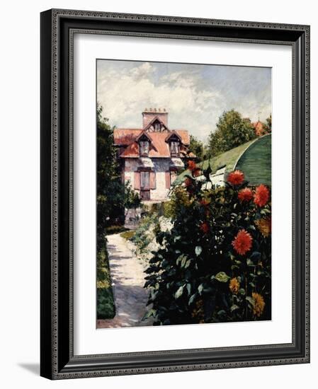 Dahlias, Petit Gennevilliers Garden-Gustave Caillebotte-Framed Giclee Print