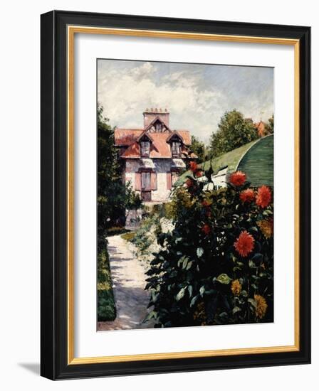 Dahlias, Petit Gennevilliers Garden-Gustave Caillebotte-Framed Giclee Print