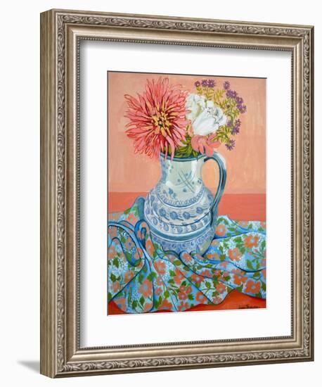 Dahlias, Roses and Michaelmas Daisies-Joan Thewsey-Framed Giclee Print