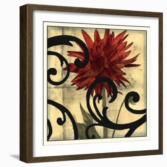 Dahlias & Scrolls II-Jennifer Goldberger-Framed Art Print