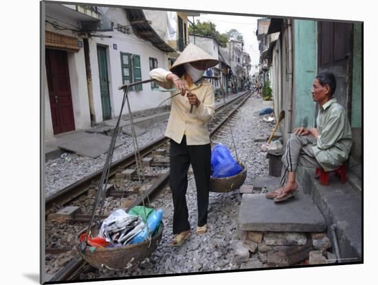 Daily Life by the Railway Tracks in Central Hanoi, Vietnam, Indochina, Southeast Asia-Andrew Mcconnell-Mounted Photographic Print