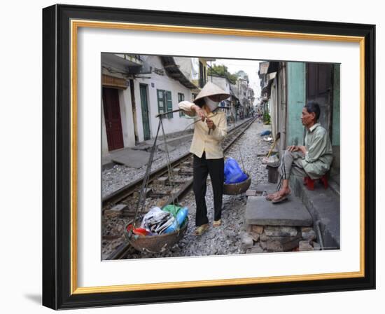 Daily Life by the Railway Tracks in Central Hanoi, Vietnam, Indochina, Southeast Asia-Andrew Mcconnell-Framed Photographic Print