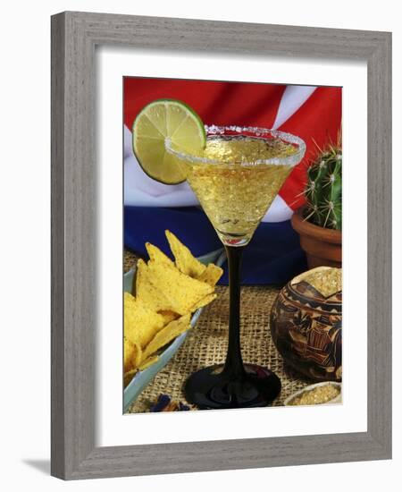 Daiquiri Cocktail and Cuban Flag, Caribbean-Nico Tondini-Framed Photographic Print