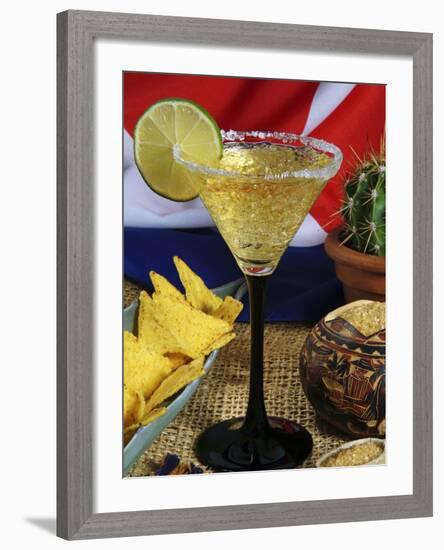 Daiquiri Cocktail and Cuban Flag, Caribbean-Nico Tondini-Framed Photographic Print