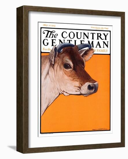 "Dairy Cow," Country Gentleman Cover, May 12, 1923-Charles Bull-Framed Giclee Print