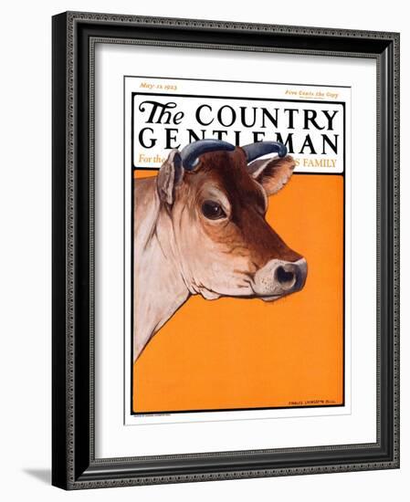 "Dairy Cow," Country Gentleman Cover, May 12, 1923-Charles Bull-Framed Giclee Print