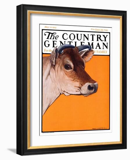 "Dairy Cow," Country Gentleman Cover, May 12, 1923-Charles Bull-Framed Giclee Print