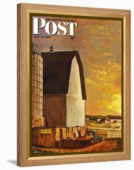 "Dairy Farm," Saturday Evening Post Cover, July 19, 1947-John Atherton-Framed Premier Image Canvas