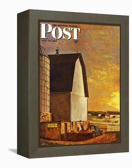 "Dairy Farm," Saturday Evening Post Cover, July 19, 1947-John Atherton-Framed Premier Image Canvas