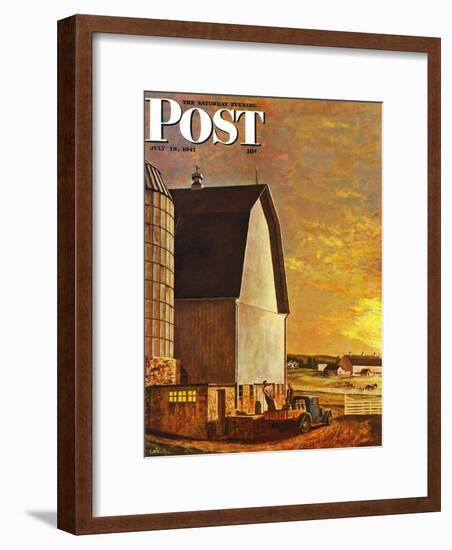 "Dairy Farm," Saturday Evening Post Cover, July 19, 1947-John Atherton-Framed Giclee Print