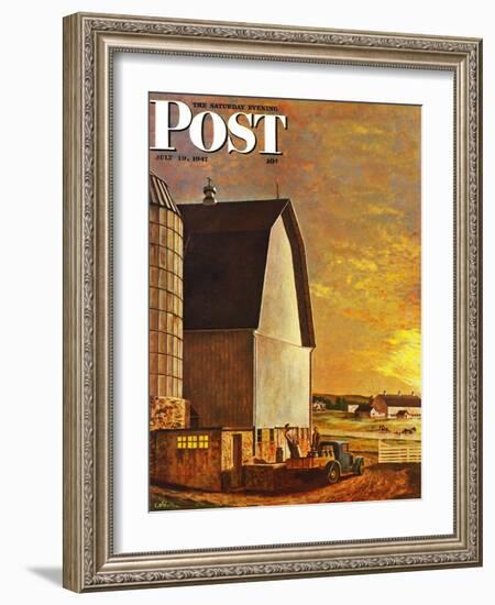 "Dairy Farm," Saturday Evening Post Cover, July 19, 1947-John Atherton-Framed Giclee Print