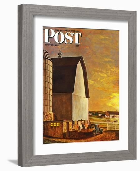 "Dairy Farm," Saturday Evening Post Cover, July 19, 1947-John Atherton-Framed Giclee Print