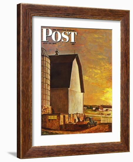 "Dairy Farm," Saturday Evening Post Cover, July 19, 1947-John Atherton-Framed Giclee Print