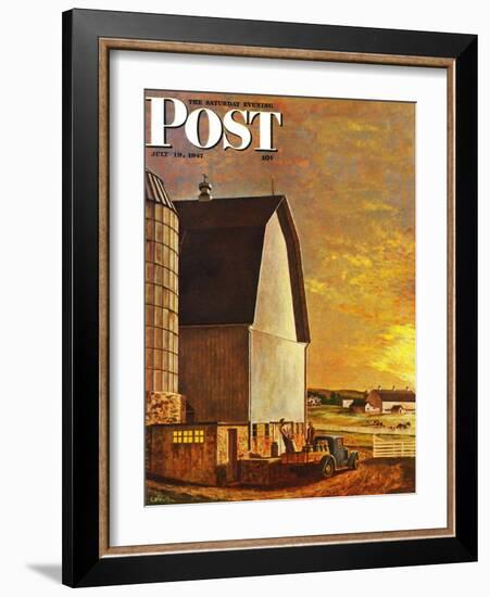 "Dairy Farm," Saturday Evening Post Cover, July 19, 1947-John Atherton-Framed Giclee Print