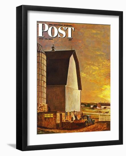 "Dairy Farm," Saturday Evening Post Cover, July 19, 1947-John Atherton-Framed Giclee Print