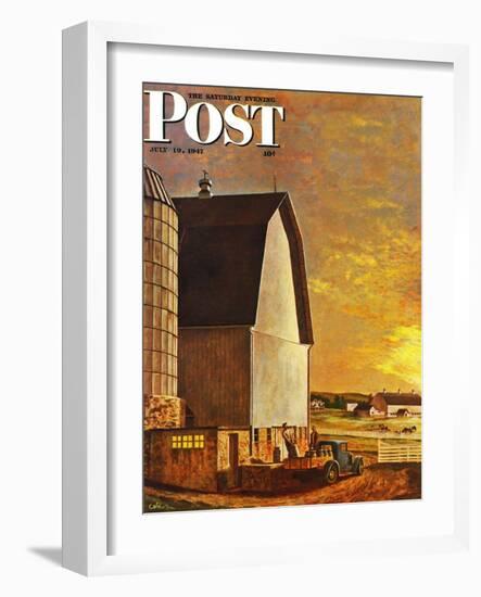 "Dairy Farm," Saturday Evening Post Cover, July 19, 1947-John Atherton-Framed Giclee Print