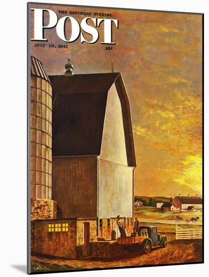"Dairy Farm," Saturday Evening Post Cover, July 19, 1947-John Atherton-Mounted Giclee Print