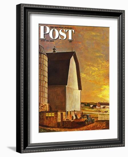 "Dairy Farm," Saturday Evening Post Cover, July 19, 1947-John Atherton-Framed Giclee Print