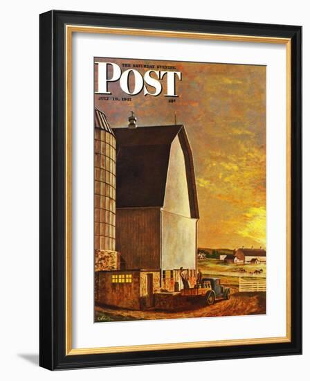 "Dairy Farm," Saturday Evening Post Cover, July 19, 1947-John Atherton-Framed Giclee Print