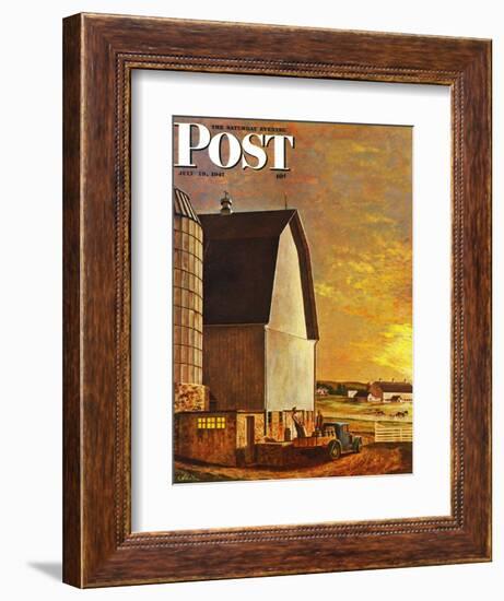 "Dairy Farm," Saturday Evening Post Cover, July 19, 1947-John Atherton-Framed Giclee Print