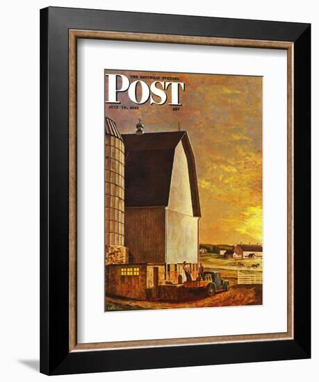 "Dairy Farm," Saturday Evening Post Cover, July 19, 1947-John Atherton-Framed Giclee Print