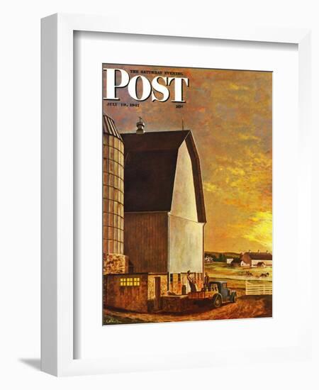 "Dairy Farm," Saturday Evening Post Cover, July 19, 1947-John Atherton-Framed Giclee Print