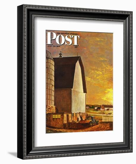 "Dairy Farm," Saturday Evening Post Cover, July 19, 1947-John Atherton-Framed Giclee Print