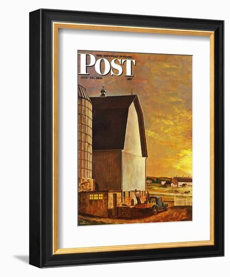 "Dairy Farm," Saturday Evening Post Cover, July 19, 1947-John Atherton-Framed Giclee Print