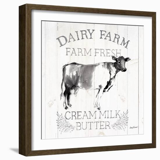 Dairy Farm Wood Black Cow Sq-Avery Tillmon-Framed Art Print