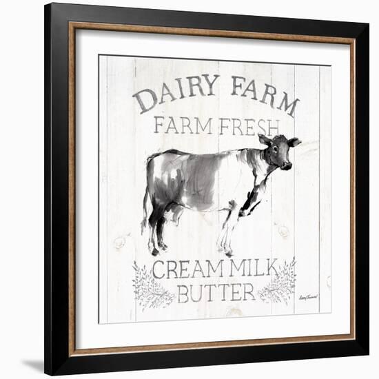 Dairy Farm Wood Black Cow Sq-Avery Tillmon-Framed Art Print