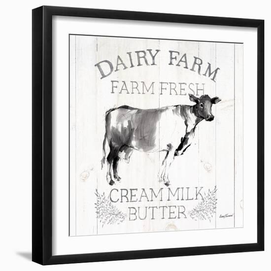 Dairy Farm Wood Black Cow Sq-Avery Tillmon-Framed Art Print