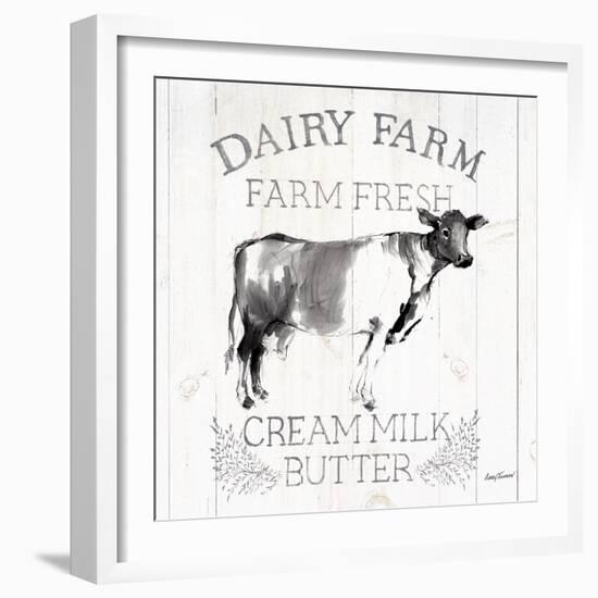 Dairy Farm Wood Black Cow Sq-Avery Tillmon-Framed Art Print