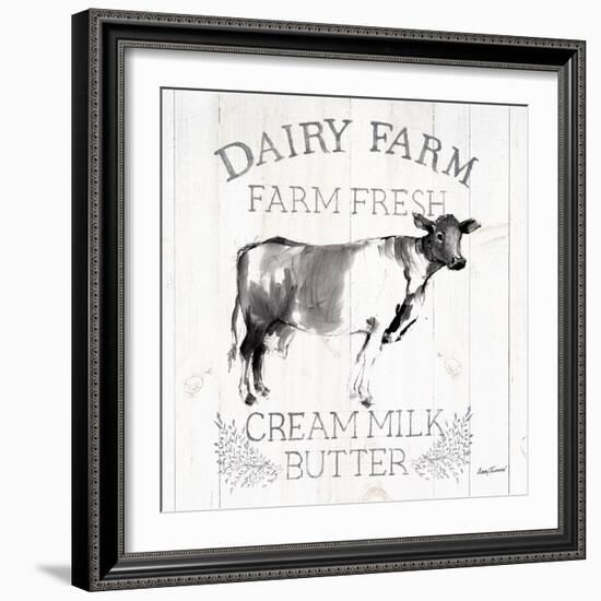 Dairy Farm Wood Black Cow Sq-Avery Tillmon-Framed Art Print