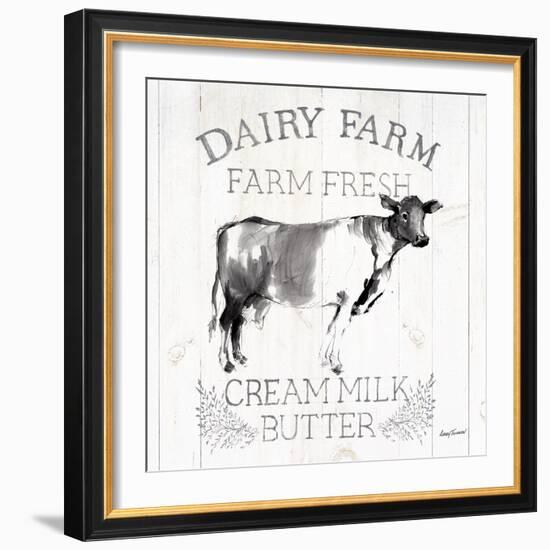 Dairy Farm Wood Black Cow Sq-Avery Tillmon-Framed Art Print