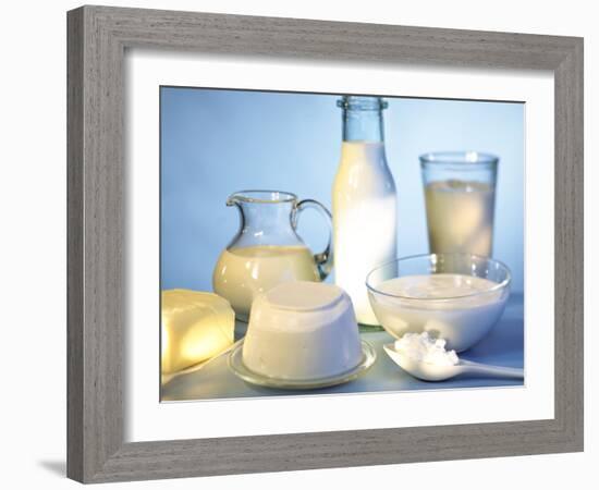 Dairy Products, Butter and a Spoonful of Cottage Cheese-Ulrike Koeb-Framed Photographic Print