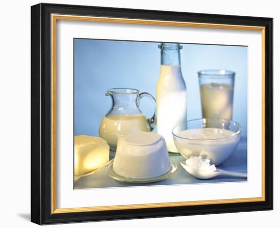 Dairy Products, Butter and a Spoonful of Cottage Cheese-Ulrike Koeb-Framed Photographic Print