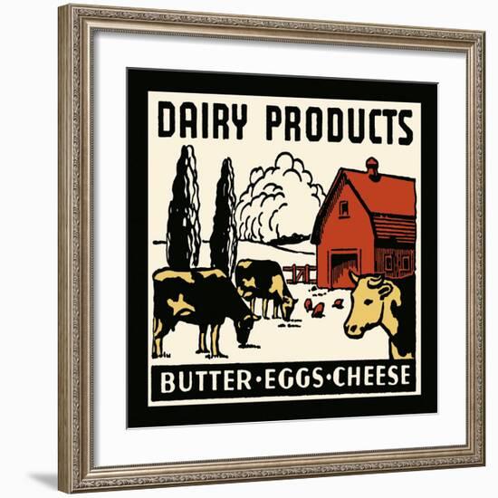 Dairy Products-Butter, Eggs, Cheese-Retro Series-Framed Art Print