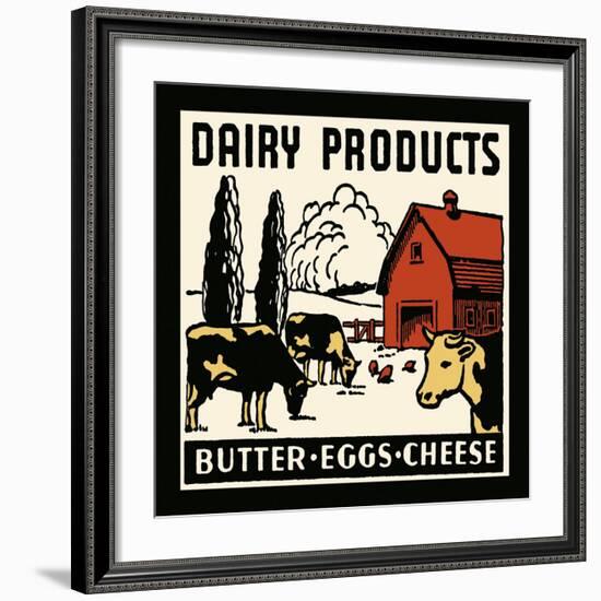 Dairy Products-Butter, Eggs, Cheese-Retro Series-Framed Art Print