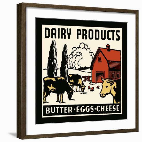Dairy Products-Butter, Eggs, Cheese-Retro Series-Framed Art Print