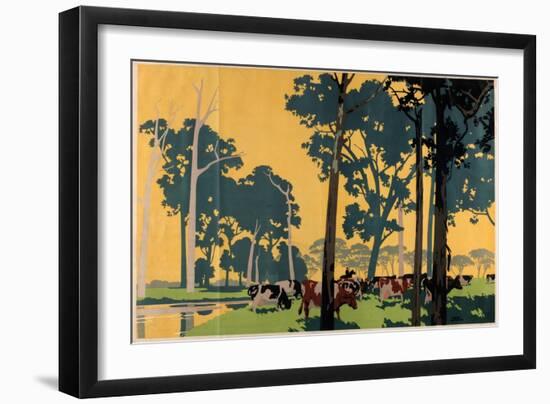 Dairying in Australia, from the Series 'Empire Buying Makes Busy Factories'-Frank Newbould-Framed Giclee Print