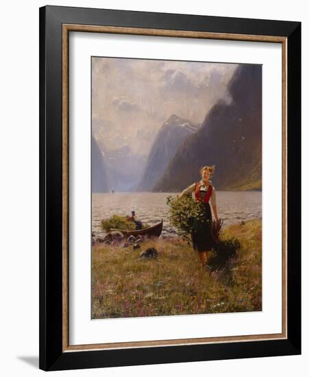 Dairymaid and Bunch of Leaves-Hans Andreas Dahl-Framed Giclee Print