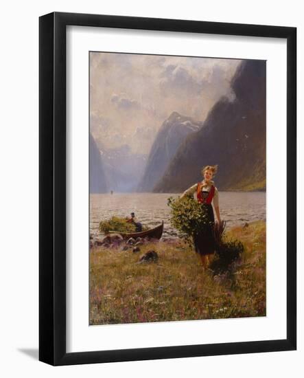 Dairymaid and Bunch of Leaves-Hans Andreas Dahl-Framed Giclee Print