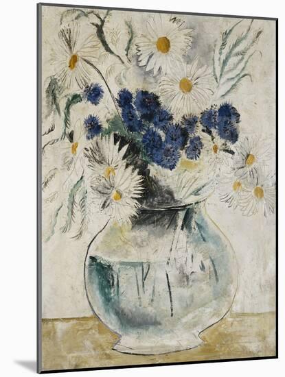 Daisies and Cornflowers in a Glass Bowl, 1927-Christopher Wood-Mounted Giclee Print